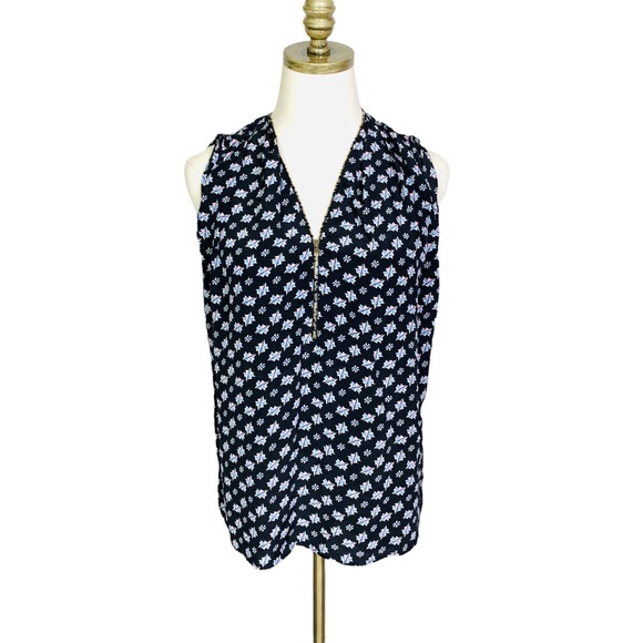 Sandro Floral Zip Front Sleeveless Blouse SMALL 3121 - Picture 1 of 10